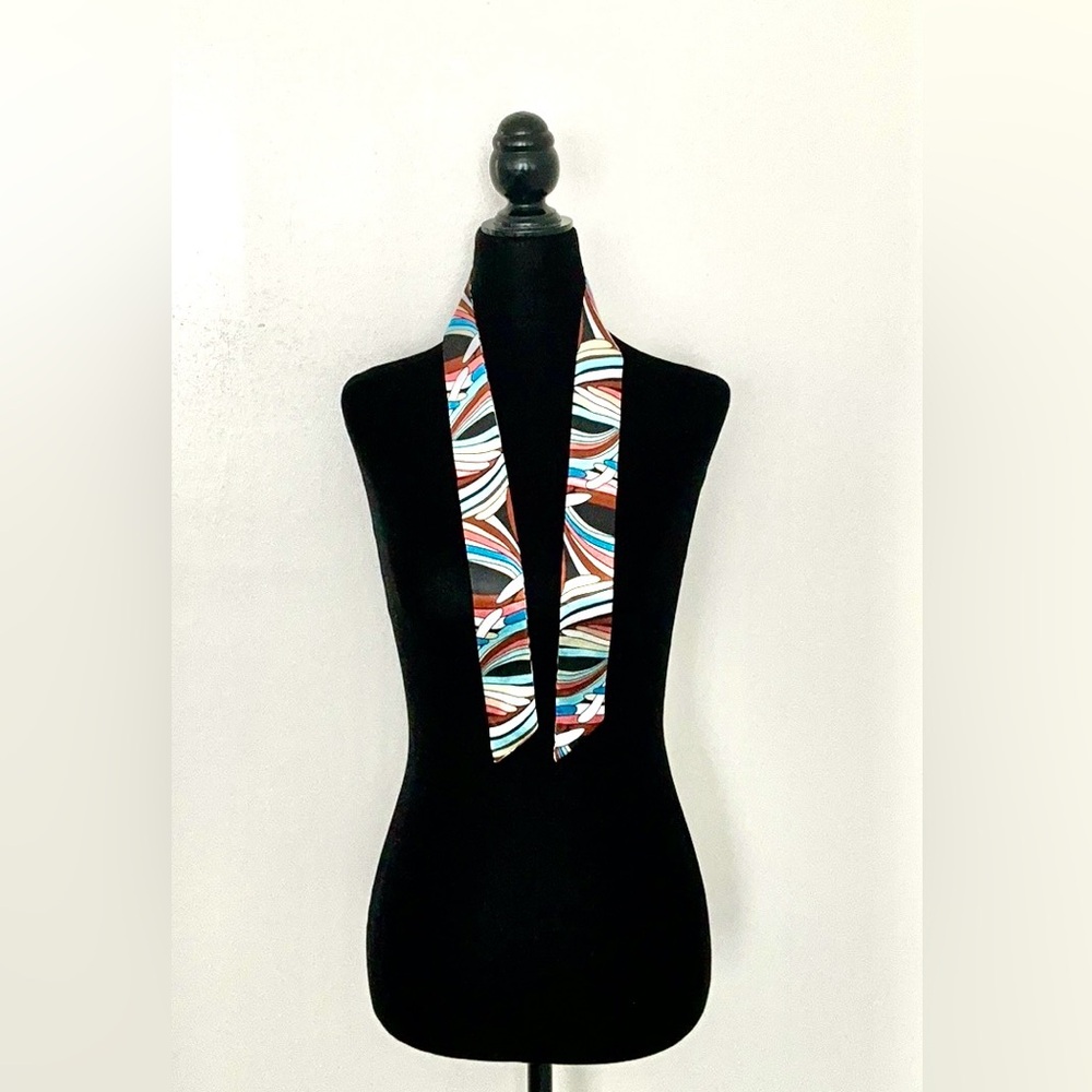 NEW! Multicolor Geometric Pattern Twilly Scarf - Picture 4 of 6